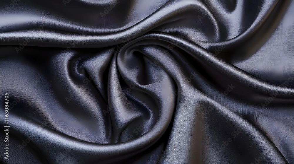 Fototapeta premium Dark Grey Satin Fabric Draped Luxuriously