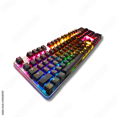 RGB gaming mechanical keyboard with customizable lighting effects.