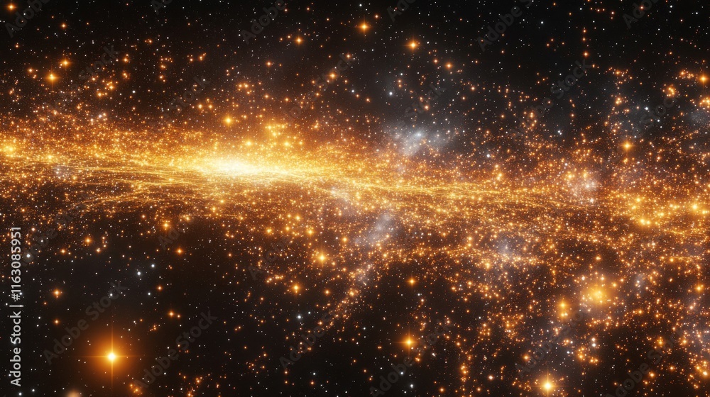 Naklejka premium A Cosmic River Of Golden Stars Illuminates The Dark Expanse Of Space