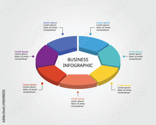 Heptagon isometric shape template for business infographic for presentation for 7 element