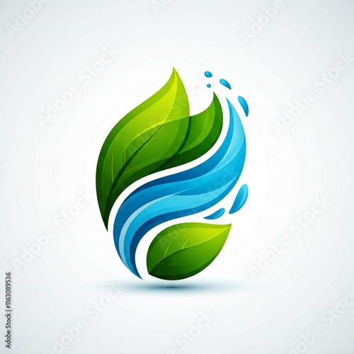 example of a cool leaf and water logo design