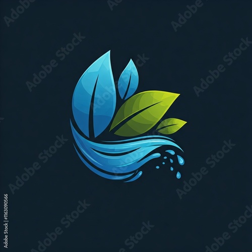 example of a cool leaf and water logo design