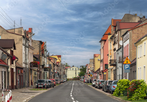 Obraz na płótnie Summer cityscape of Wieleń, Wielkopolska, Poland. Wide panorama w salonie