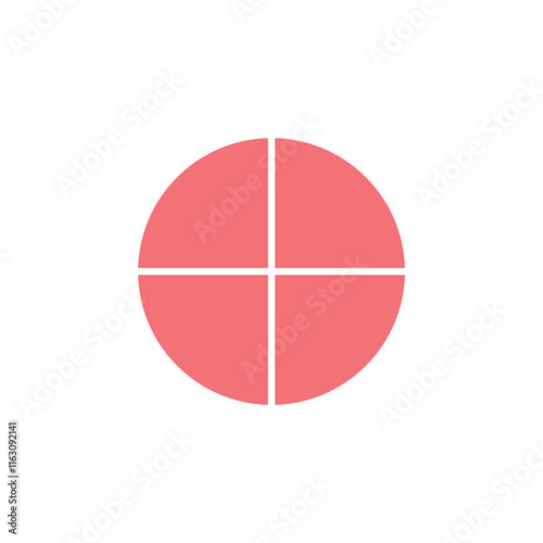 Four parts of circle. Four same size sectors.