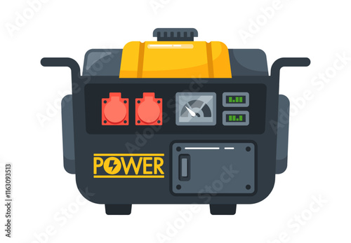 Portable electric power generator vector illustration