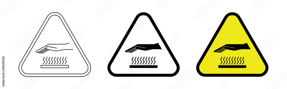 triangular caution hot surface sign set triangular caution hot surface sign set