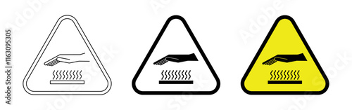 triangular caution hot surface sign set