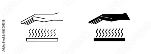 outline silhouette hot surface icon set isolated on white background