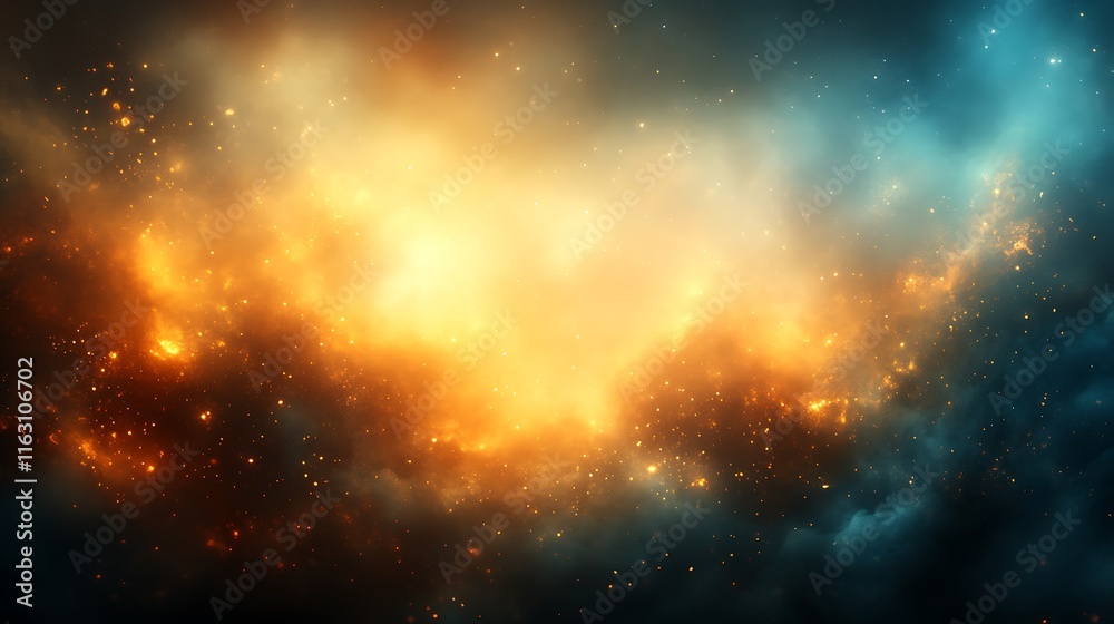 Naklejka premium Glowing Nebula Cosmic Dust And Space Particles