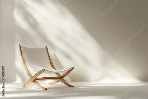 Sun-Dappled Canvas Sling Chair in Minimalist Interior