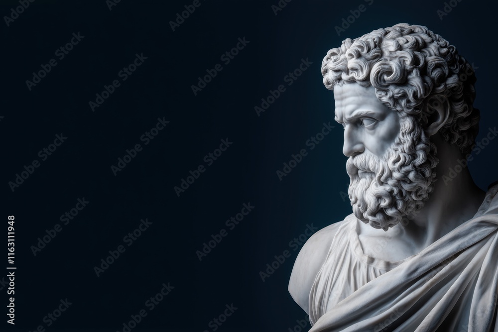 Marble Bust of an Ancient Greek Philospher, John Doe. Marble Bust of an Ancient Greek Philospher, John Doe.
