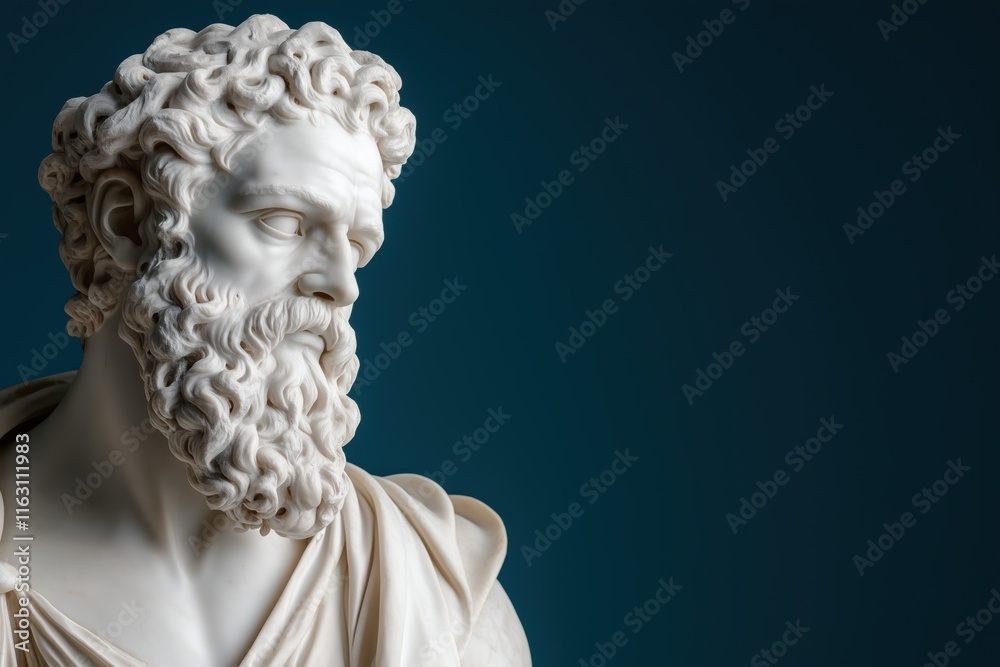Marble Bust of an Ancient Greek Philospher, John Doe. Marble Bust of an Ancient Greek Philospher, John Doe.