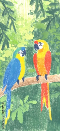 Vibrant Tropical Parrot Pair photo