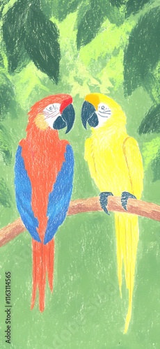 Vibrant Tropical Parrot Pair photo