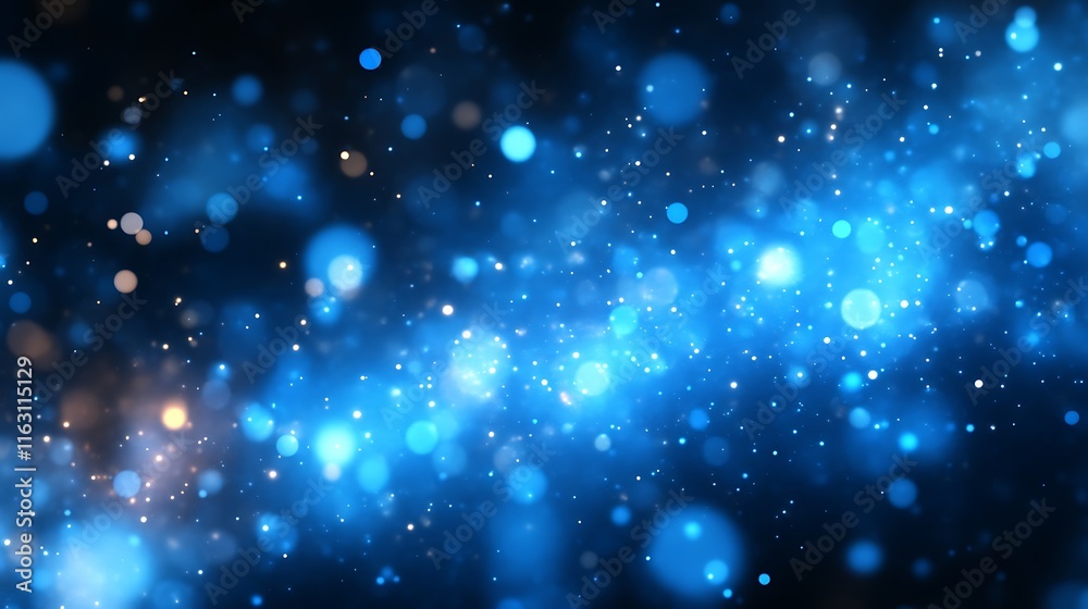 Fototapeta premium Abstract Blue Bokeh Background With Sparkling Lights