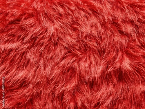 A close-up of vibrant red faux fur, showcasing its soft texture and playful appearance. photo