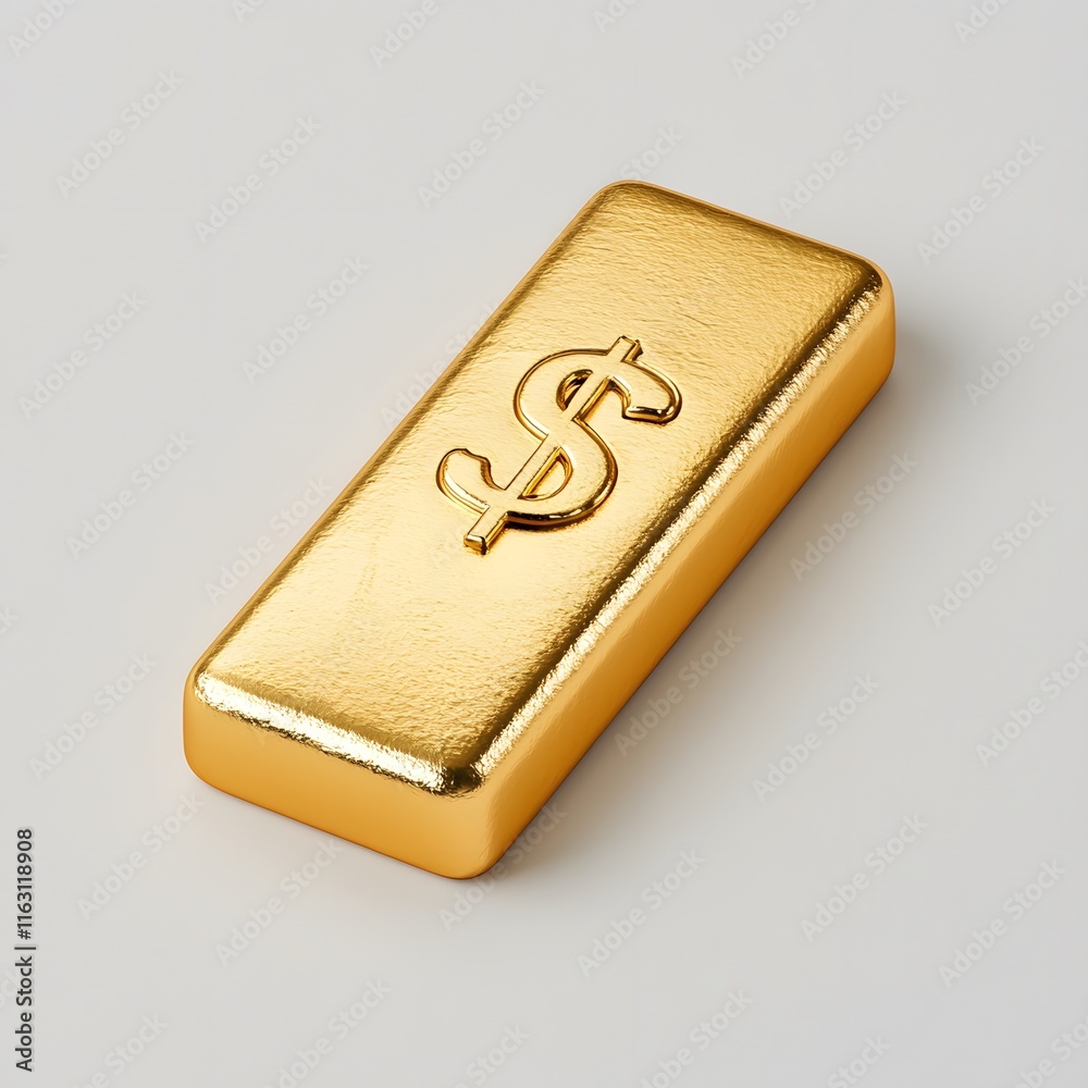 shiny gold bar with dollar sign symbolizes wealth and luxury, representing financial success and investment opportunities shiny gold bar with dollar sign symbolizes wealth and luxury, representing financial success and investment opportunities