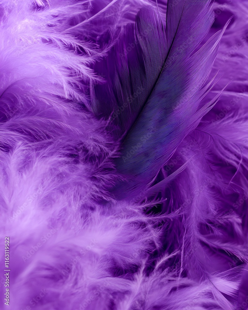 Obraz premium A close-up of soft, fluffy purple feathers creating a vibrant texture.