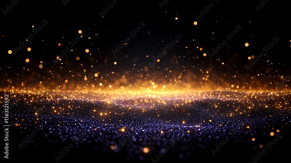 Naklejka premium Golden and Purple Glitter Sparkle Background