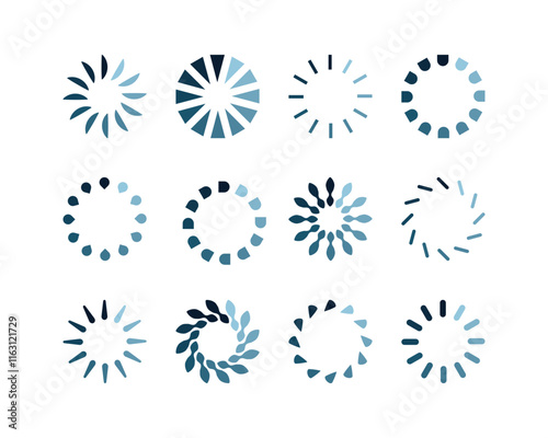 Collection Loading bar status icon. Vector illustration. Set of vector loaded icons. Download progress. Donload or Upload.