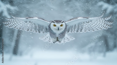 Elegant Snowy Owl in Flight photo