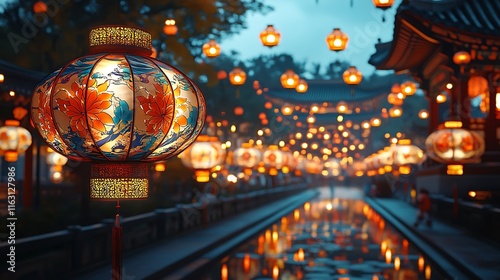 Wallpaper Mural Illuminating lantern festival celebration ancient town nighttime scene Torontodigital.ca