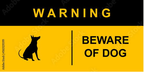 Warning sign beware of dog vector design. to attention people about dog fierce.