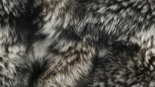 top view on grey wolf skin texture background, for pattern overlay
