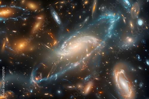 A vibrant cosmic scene showcasing galaxies and stars in deep space.