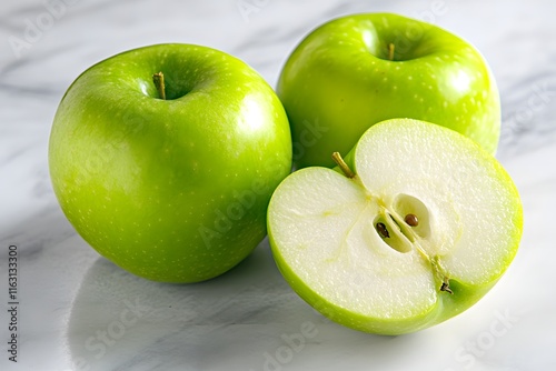 Juicy Green Apples: Sliced, Fresh, and Delicious! photo