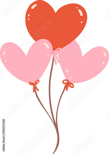 Valentine Heart Balloons in Bunch