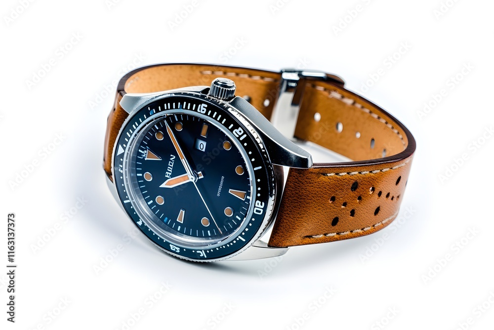 Diver Watch: Stylish Leather Strap, Timekeeping Precision Diver Watch: Stylish Leather Strap, Timekeeping Precision