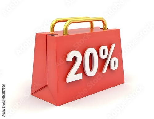 -20% sales label 3D render icon isolated on transparent background cutout ia  photo