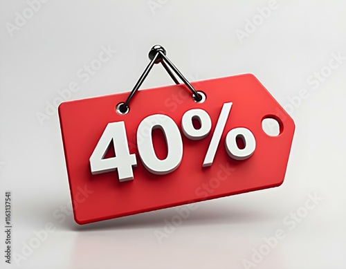 -40% sales label 3D render icon isolated on transparent background cutout ia photo