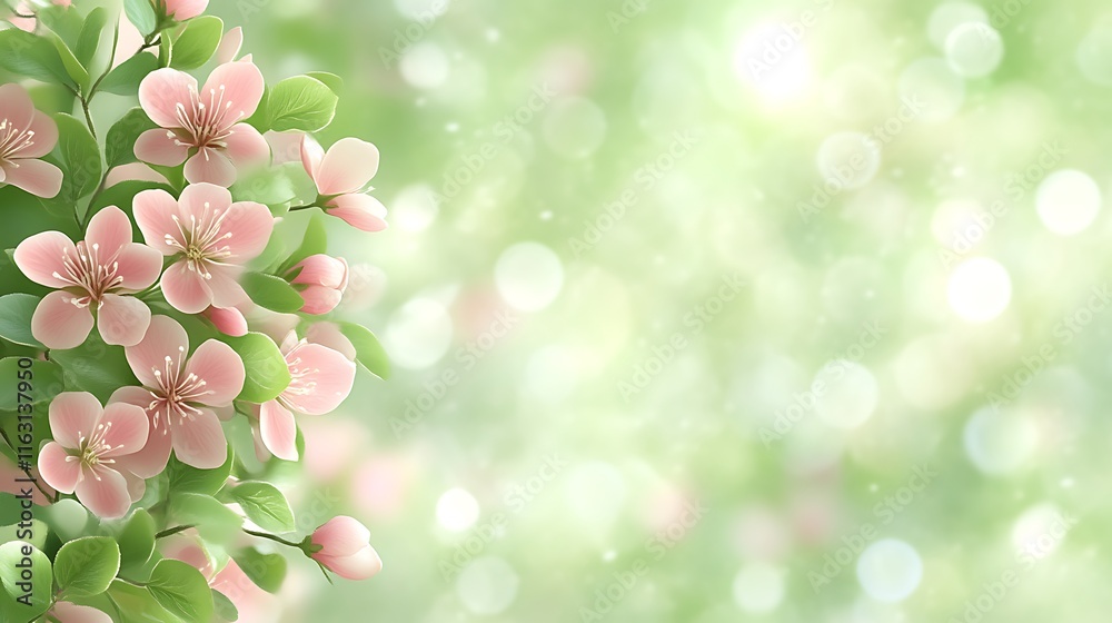 Fototapeta premium Delicate Pink Blossoms on a Branch in Springtime