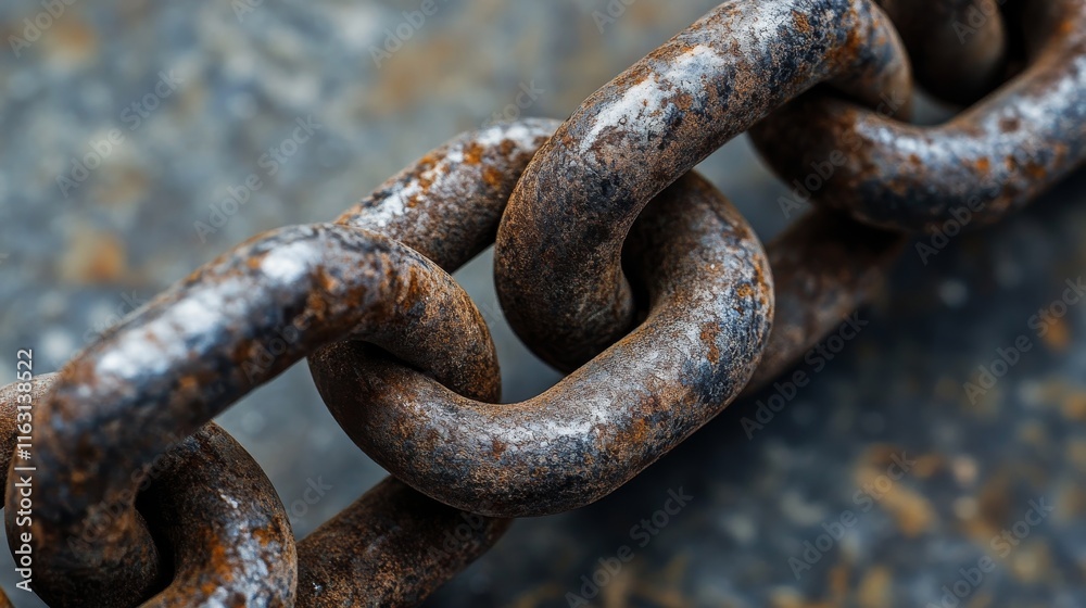 A floating rusty chain with corroded but still flexible links, detailed with rust patterns and shadows, symbolizing industrial history and lasting strength. A floating rusty chain with corroded but still flexible links, detailed with rust patterns and shadows, symbolizing industrial history and lasting strength.