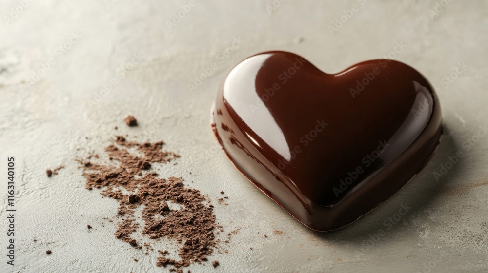 Heart Shaped Chocolate Dessert On Gray Surface Heart Shaped Chocolate Dessert On Gray Surface