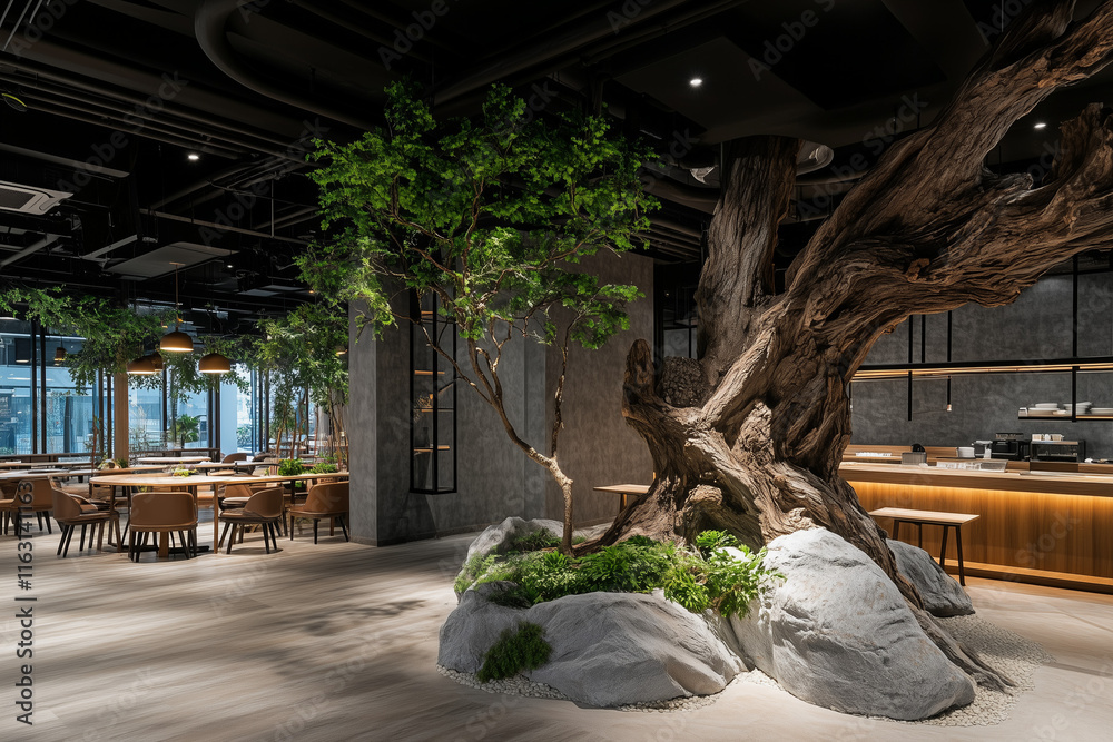 Intérieur de restaurant moderne et naturel Intérieur de restaurant moderne et naturel