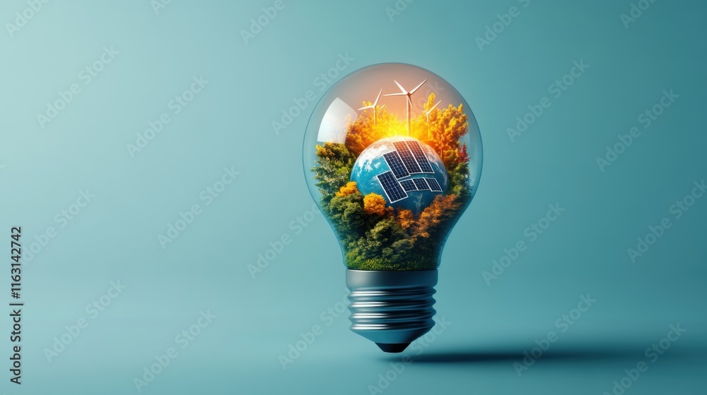 Eco-Friendly Energy Solutions with a Light Bulb Concept Featuring Nature and Sustainable Technology Eco-Friendly Energy Solutions with a Light Bulb Concept Featuring Nature and Sustainable Technology