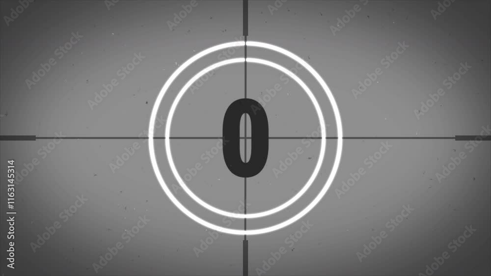 countdown timer video start from 5 to 0 number old style movie count in grey retro vintage , best suitable for your start of cinematography, movie or footage