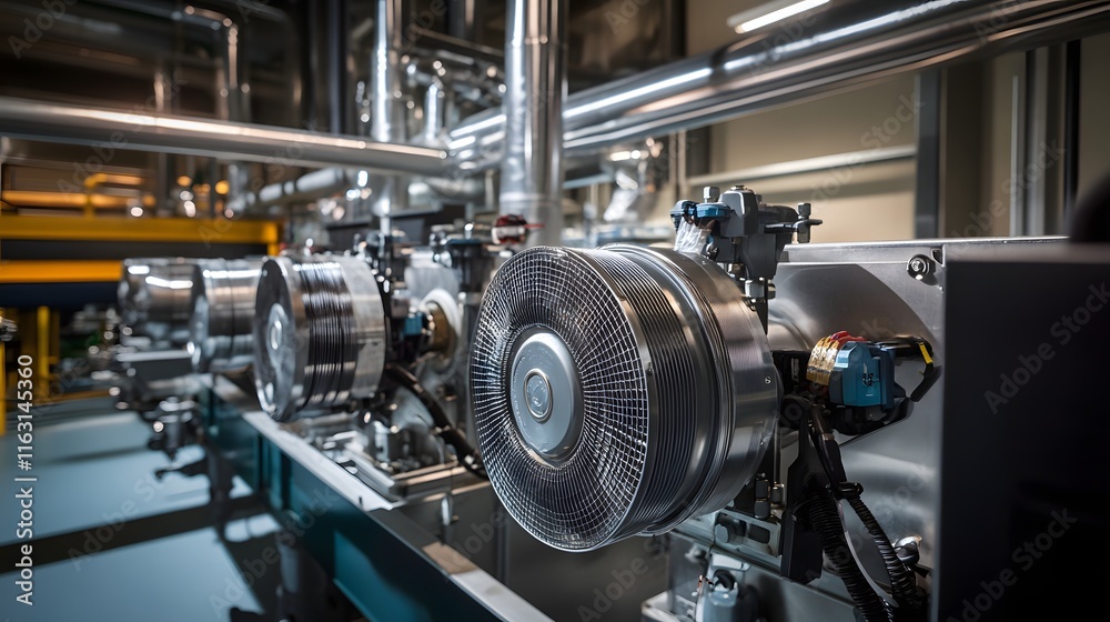 Industrial Machinery Cooling System Close Up View Industrial Machinery Cooling System Close Up View