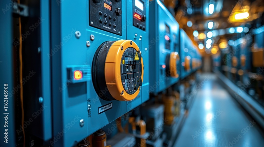 Industrial control panel with monitoring equipment. Industrial control panel with monitoring equipment.