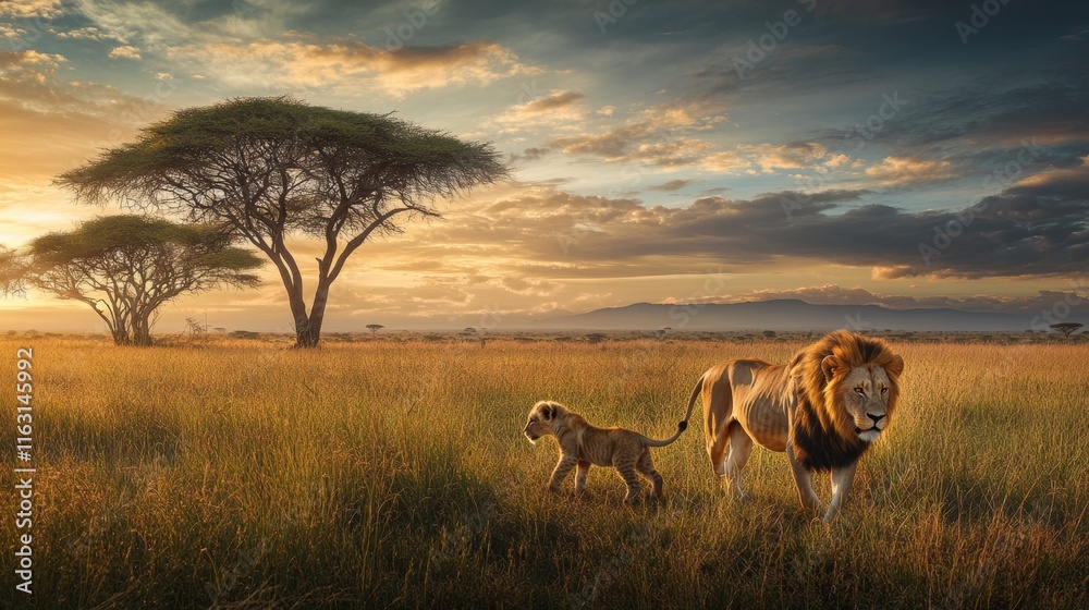 Fototapeta premium A group of lions. lions