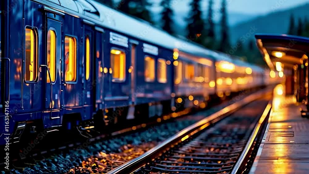 a train  at  a station  at night