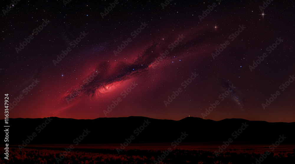 Fototapeta premium Milky Way Galaxy Night Sky Mountains Starscape Landscape