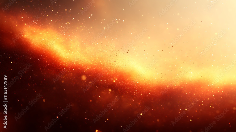 Fototapeta premium Golden and Red Sparkles Floating in Air