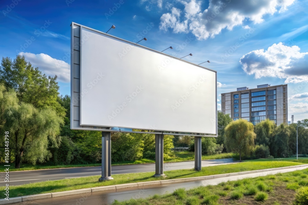 Fototapeta premium blank billboard on the road generative ai