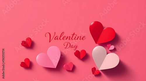 A Valentine's Day design in vibrant complementary colors, modern flat style with simple shapes and contrasting colors, graceful and elegant, smooth gradient transitions, refined features, hard light, 