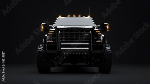 Obraz na płótnie Black Monster Truck Powerful Offroad Vehicle w salonie