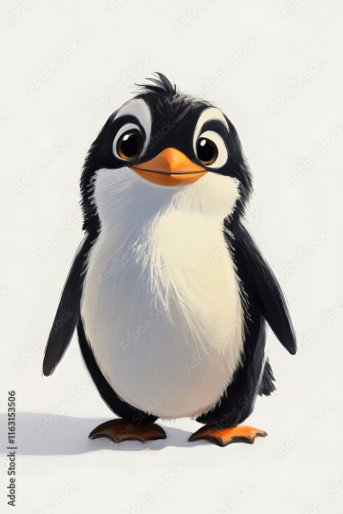 Naklejka premium A cute animated penguin character with a friendly expression and vibrant colors.